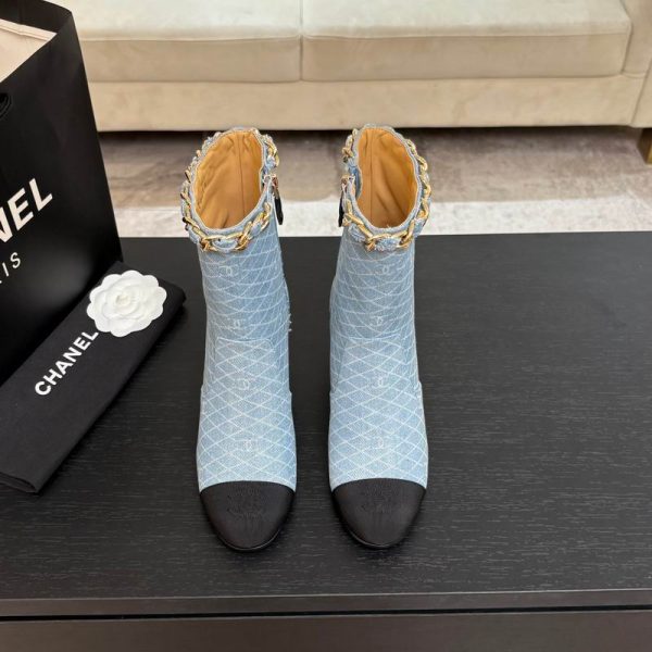 Chanel Denim & Grosgrain Heeled Ankle Boots In 2 Colors