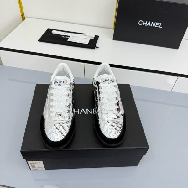 Chanel Metallic Calfskin & Suede Sneakers