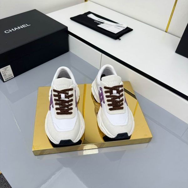 Chanel Purple Calfskin & Suede Sneakers
