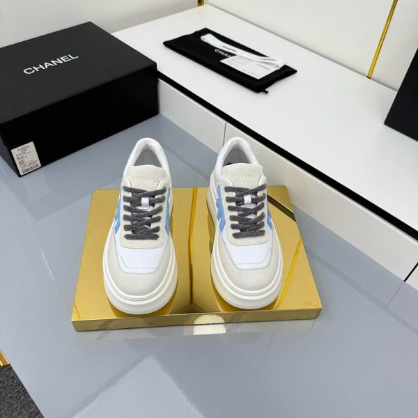 Chanel Blue Calfskin & Suede Platform Sneakers
