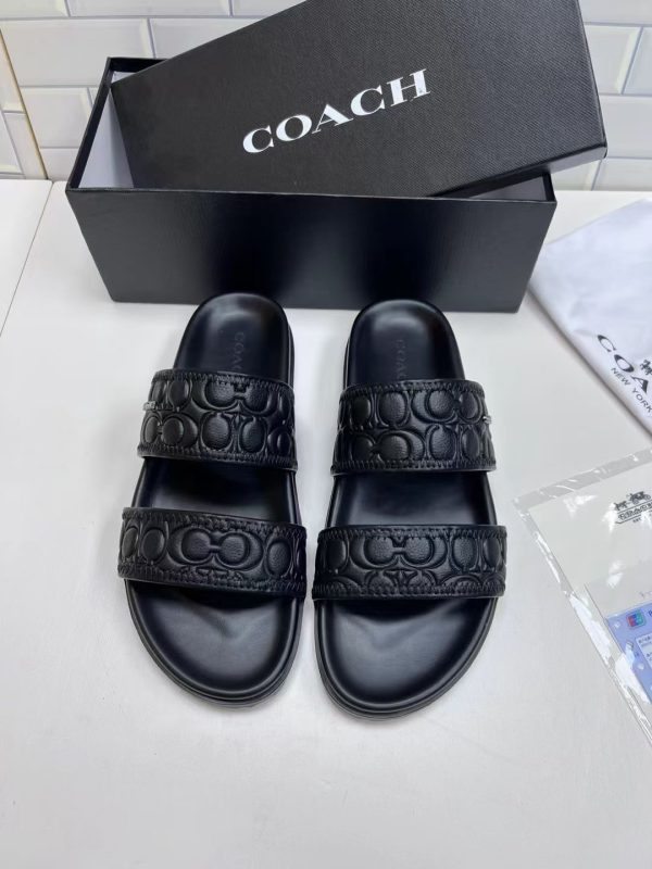 Coach Double Banded Sliders With Signature Pattern Embossed