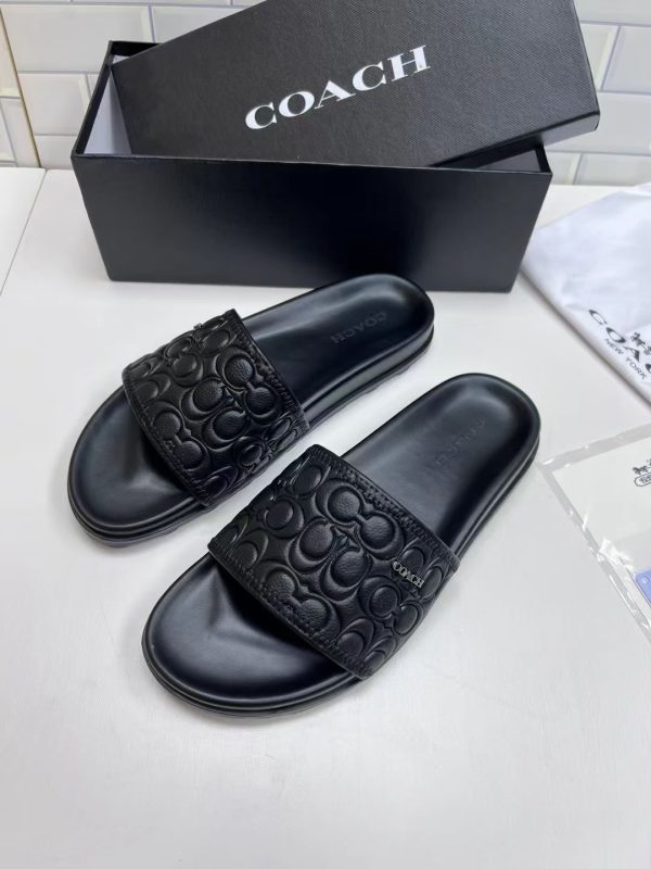 Coach Sliders With Embossed Signature Monogram Design On The Strap