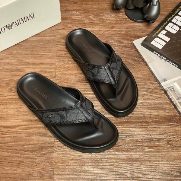 Coach Men's Signature Sliders In Black
