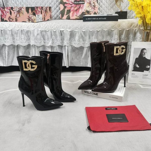 Dolce & Gabbana DG Patent Leather Ankle Boots In 2 Colors