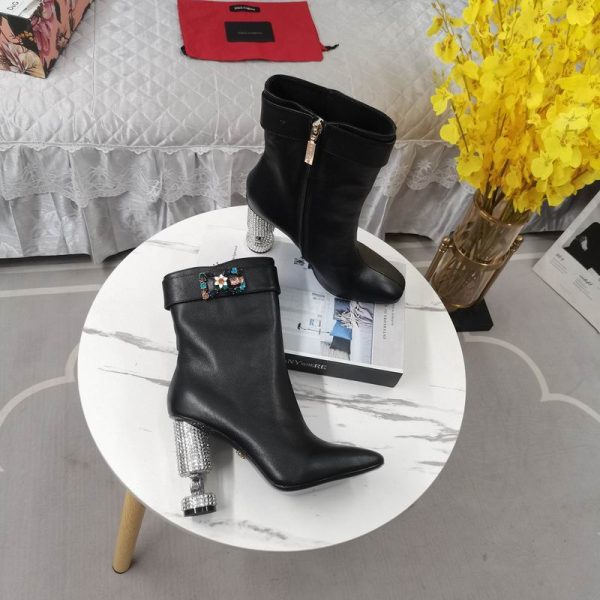 Dolce & Gabbana Keira Embellished Leather Ankle Boots In 2 Colors