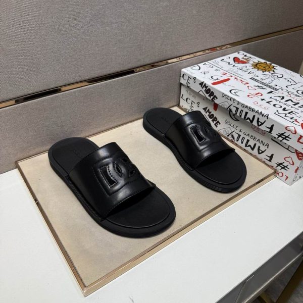 Dolce & Gabbana DG logo Leather Sliders