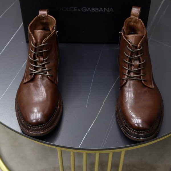 Dolce & Gabbana Brown Lace Up Leather Boots