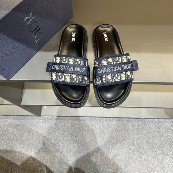 Dior Men's Sliders With Iconic Brand Embroidery In 2 Colors