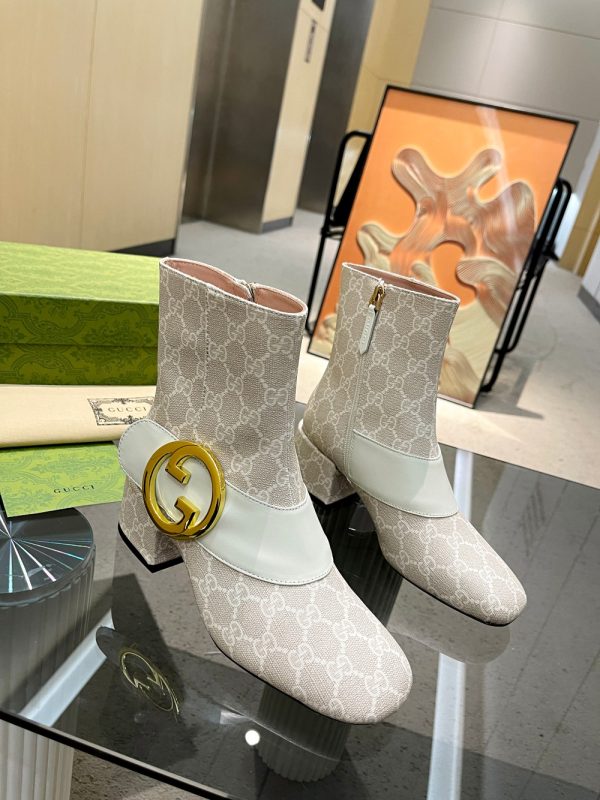 Gucci Blondie Ankle Boots With GG Supreme Canvas In Different Colors