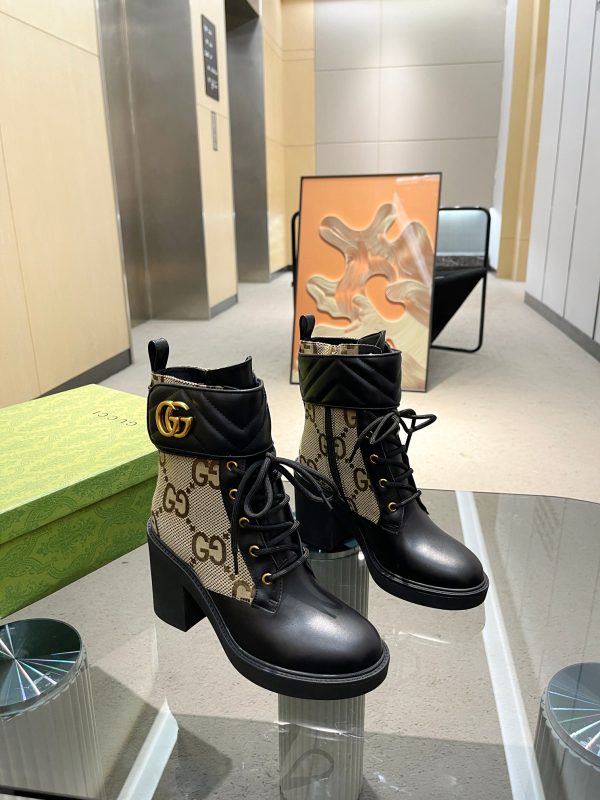 Gucci Women's Platform Boots With Iconic Monogram Canvas
