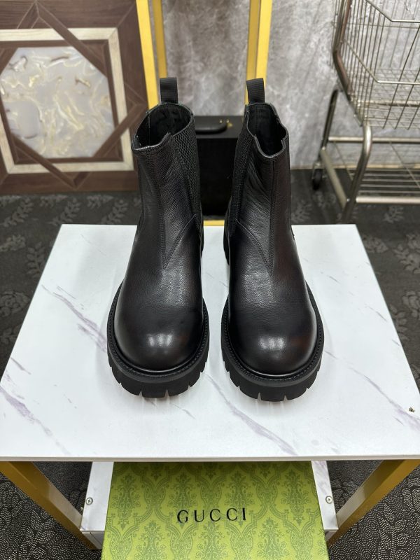Gucci Chunky Chelsea Boots With Lug Sole & Elastic Side Panels