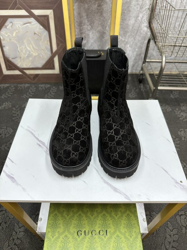 Gucci Men's Black GG Monogram Pattern Boots