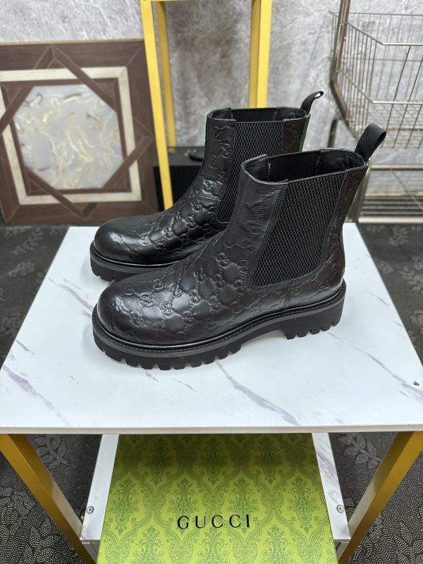Gucci GG Chelsea Boots With Embossed Monogram Design