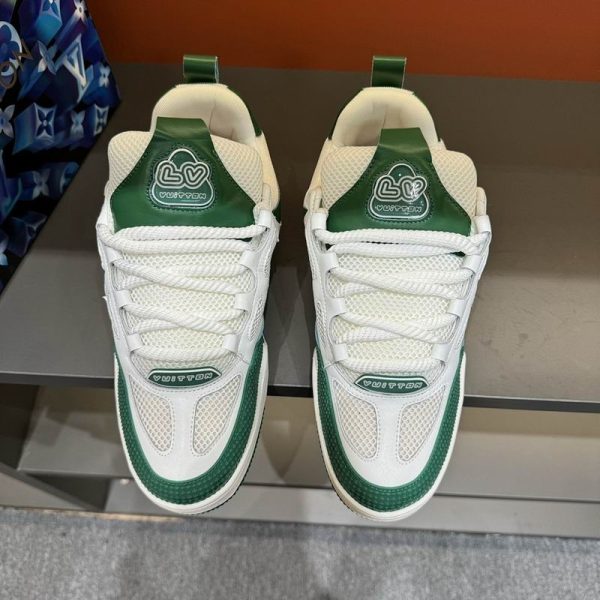 Louis Vuitton White & Green LV Skate Sneakers