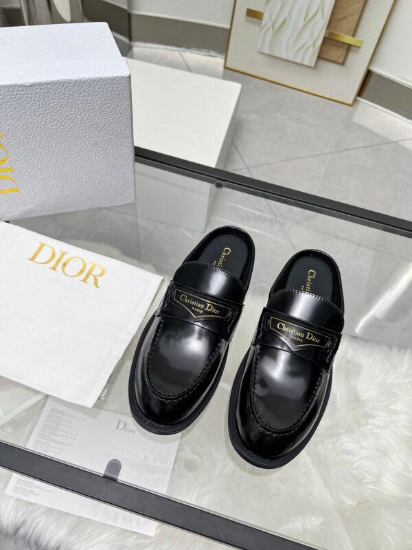 Dior Black Mules With Gold Tone