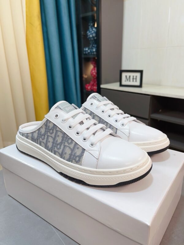Dior Walk n Dior Mules In Grey With Oblique Embroidered Cotton