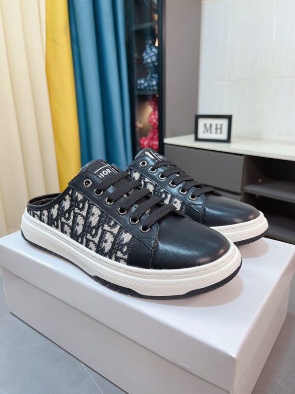 Dior Walk Platform Mules With Signature Oblique Embroidered Cotton Motif In 2 Colors