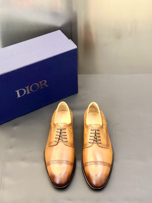 Dior Cap Toe Oxford Dress Shoes With Monogram Logo Embossed On The Side