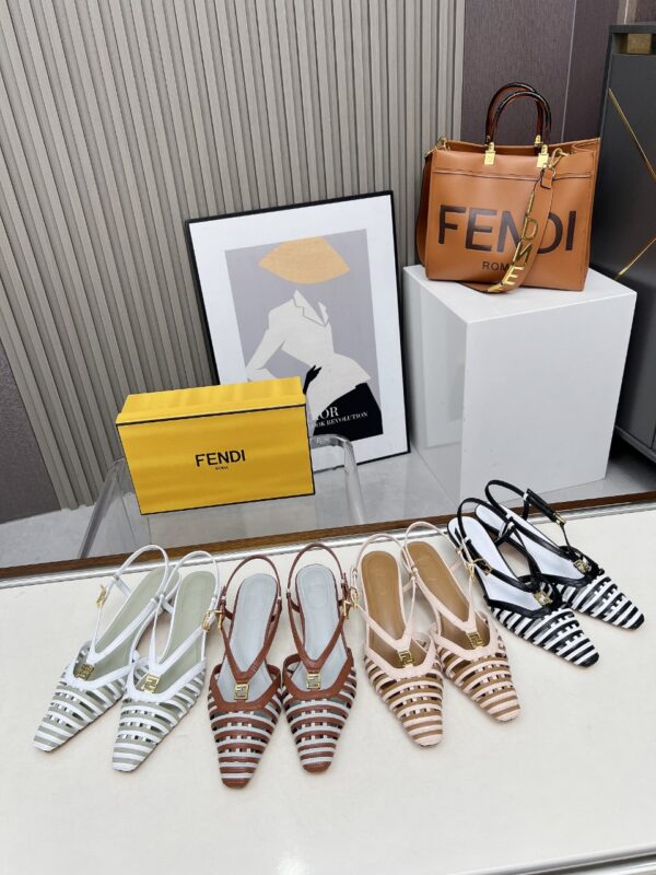 Fendi FFold Leather Slingback Heels