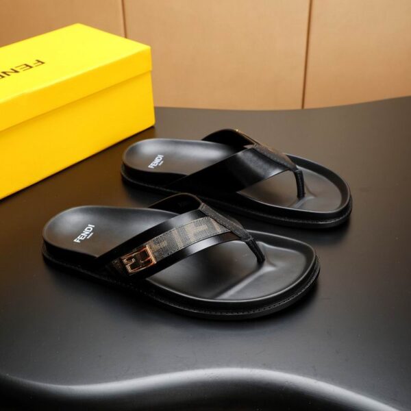 Fendi O'Lock Thong Black Sandals