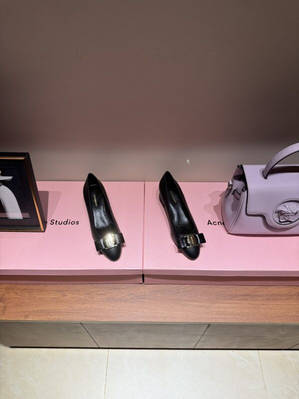 Ferragamo Black Vara Leather Block Heels