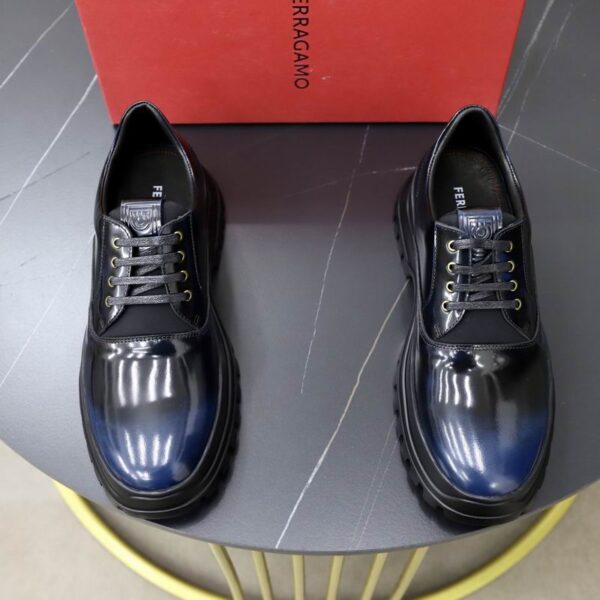 Ferragamo Flicker Chunky Sole Leather Derby Shoes