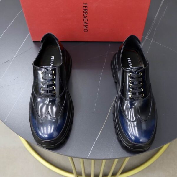 Ferragamo Flicker Leather Wingtip Brogue Dress Shoes