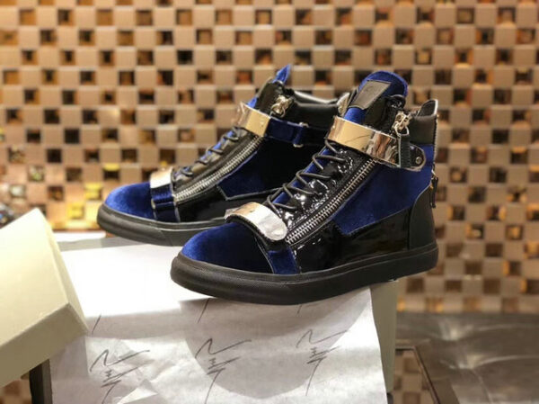 Giuseppe Zanotti Clogpo Velvet Double Strap High Top Sneakers