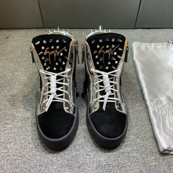 Giuseppe Zanotti Frankie Spikes Metallic Leather Sneakers