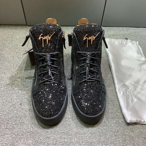 Giuseppe Zanotti Kriss Black Glitter High Top Sneakers
