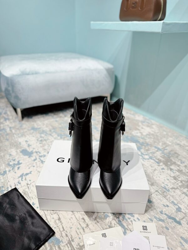 Givenchy Black Shark Lock Cowboy Ankle Boots