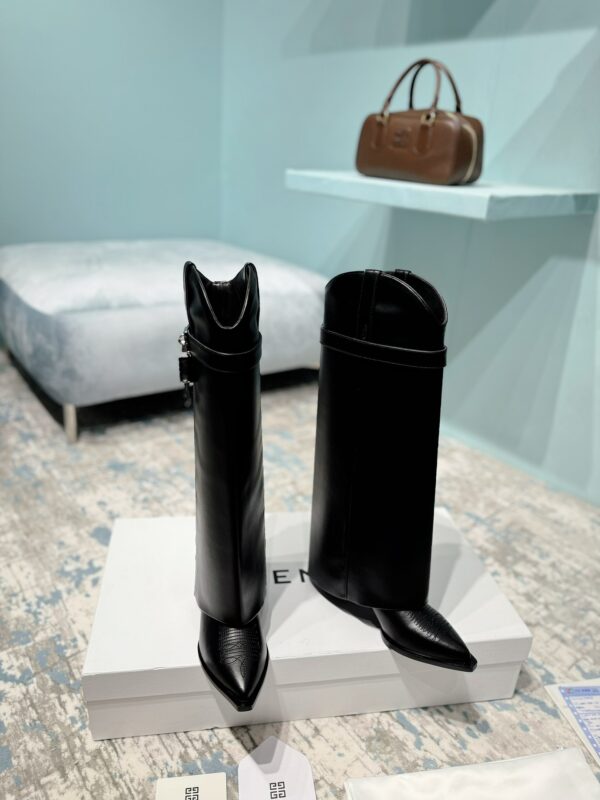 Givenchy Women's Shark Lock Cowboy High Knee Boots In 2 Colors