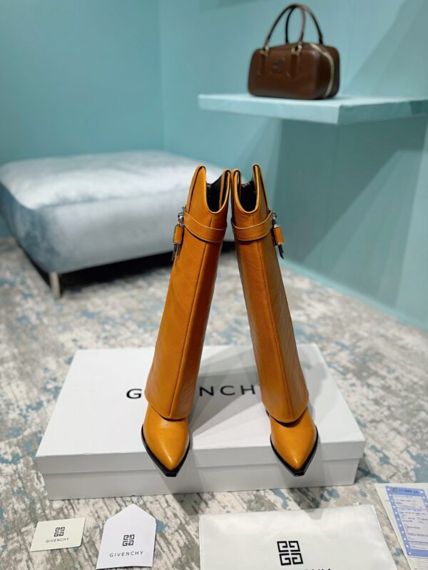 Givenchy Brown Shark Lock Cowboy Knee High Boots