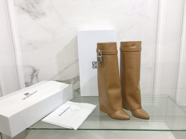 Givenchy Brown Shark Lock Knee High Boots