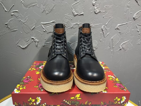 Kenzo Black Kenzoyama Plain Toe Lace Up Boots