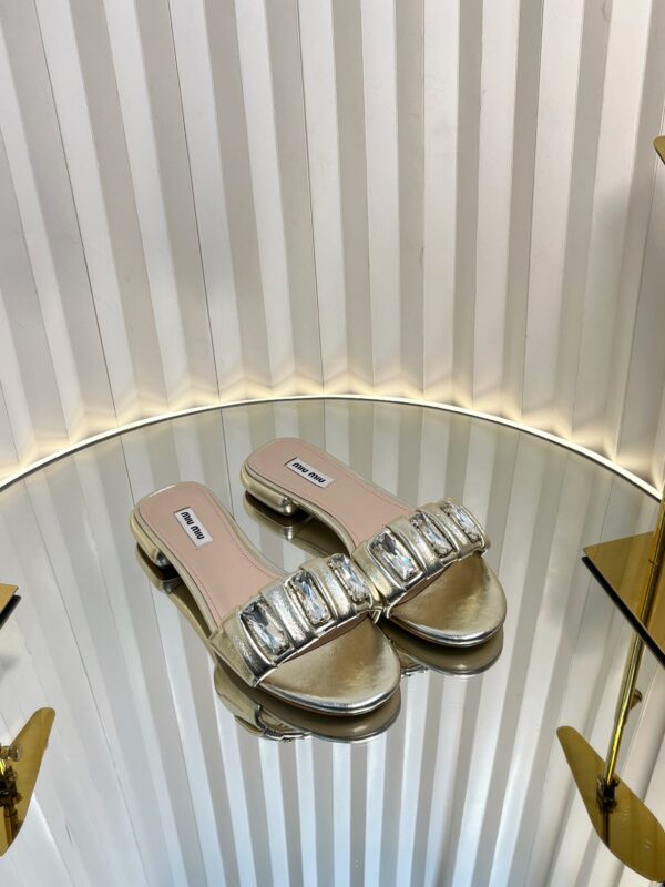 Miu Miu Metallic Crystal Sandals In Different Colors