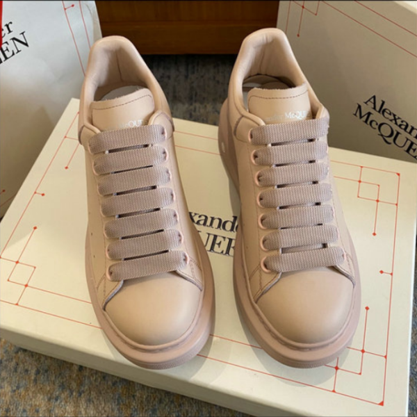 Alexander McQueen Women's Light Pink Oversized Leather Low Top Sneakers