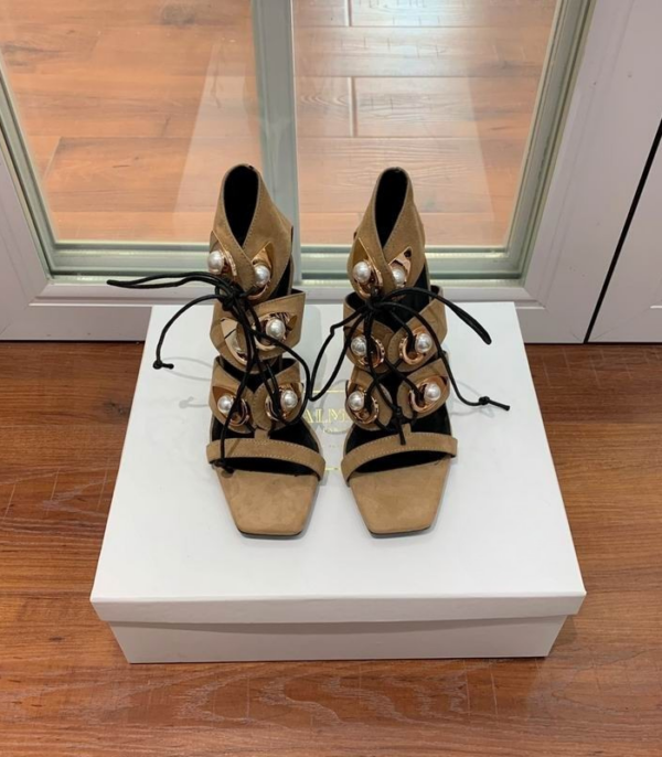 Balmain Women's Suede Heels With Gold Studs In Different Colors