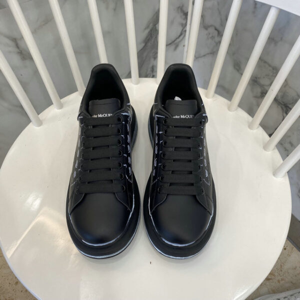Alexander McQueen Black Oversized Printed Leather Sneakers