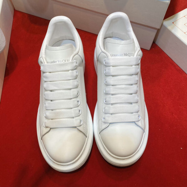 Alexander McQueen Women's Oversized White & Orange Leather Sneakers