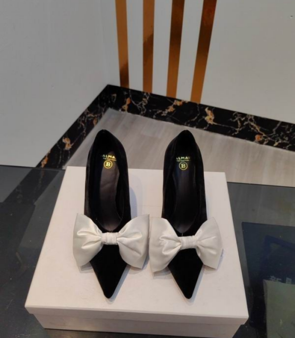 Balmain Clara Heels With Satin Bow Detailing On The Pointed Toe In Multiple Colors