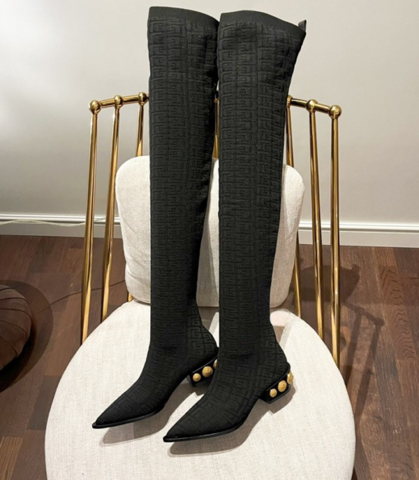 Balmain Moneta Boots With Engraved Gold Tone Coin Heel In 2 Colors