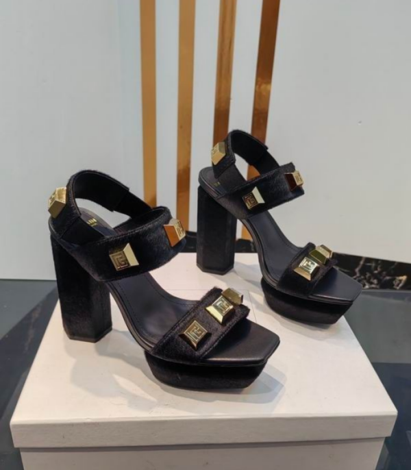 Balmain Ava Heels With Gold Tone Monogram Studs