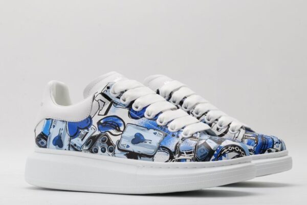 Alexander McQueen Oversized Graphic Print Low Top Leather Sneakers