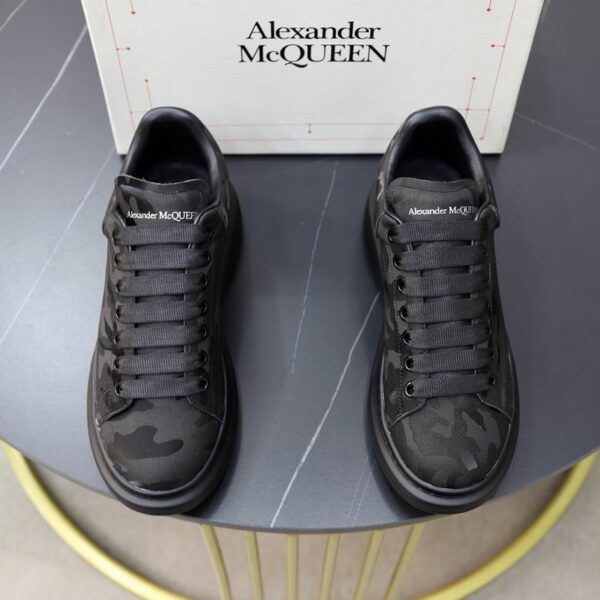 Alexander McQueen Black Camouflage Print Oversized Leather Sneakers