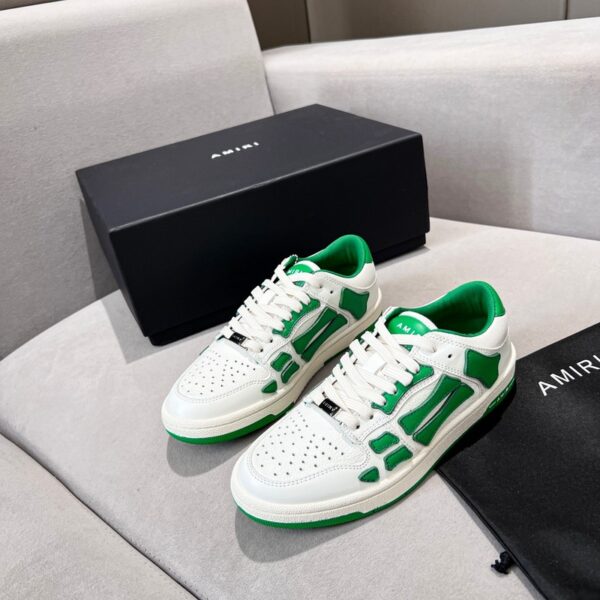 Amiri White & Green Skel Low Top Bone Sneakers