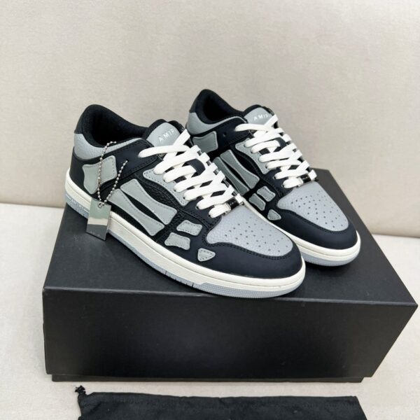 Amiri Grey & Black Skel Low Top Bone Leather Sneakers