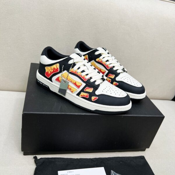 Amiri Skel Low Top Flame Graphic Leather Sneakers