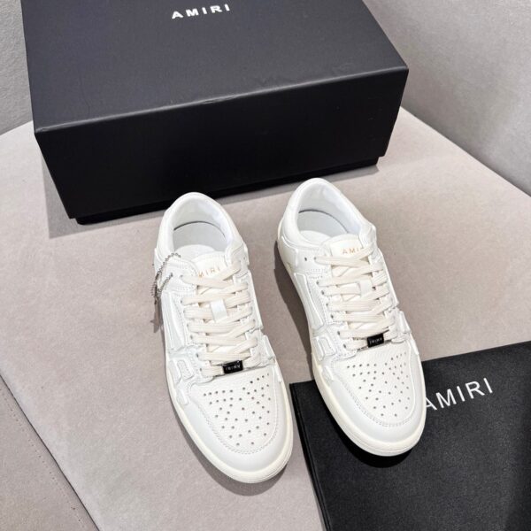 Amiri White Skel Low Top Bone Leather Sneakers