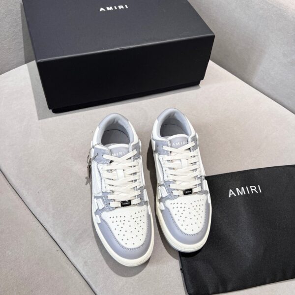 Amiri White & Grey Skel Low Top Bone Sneakers